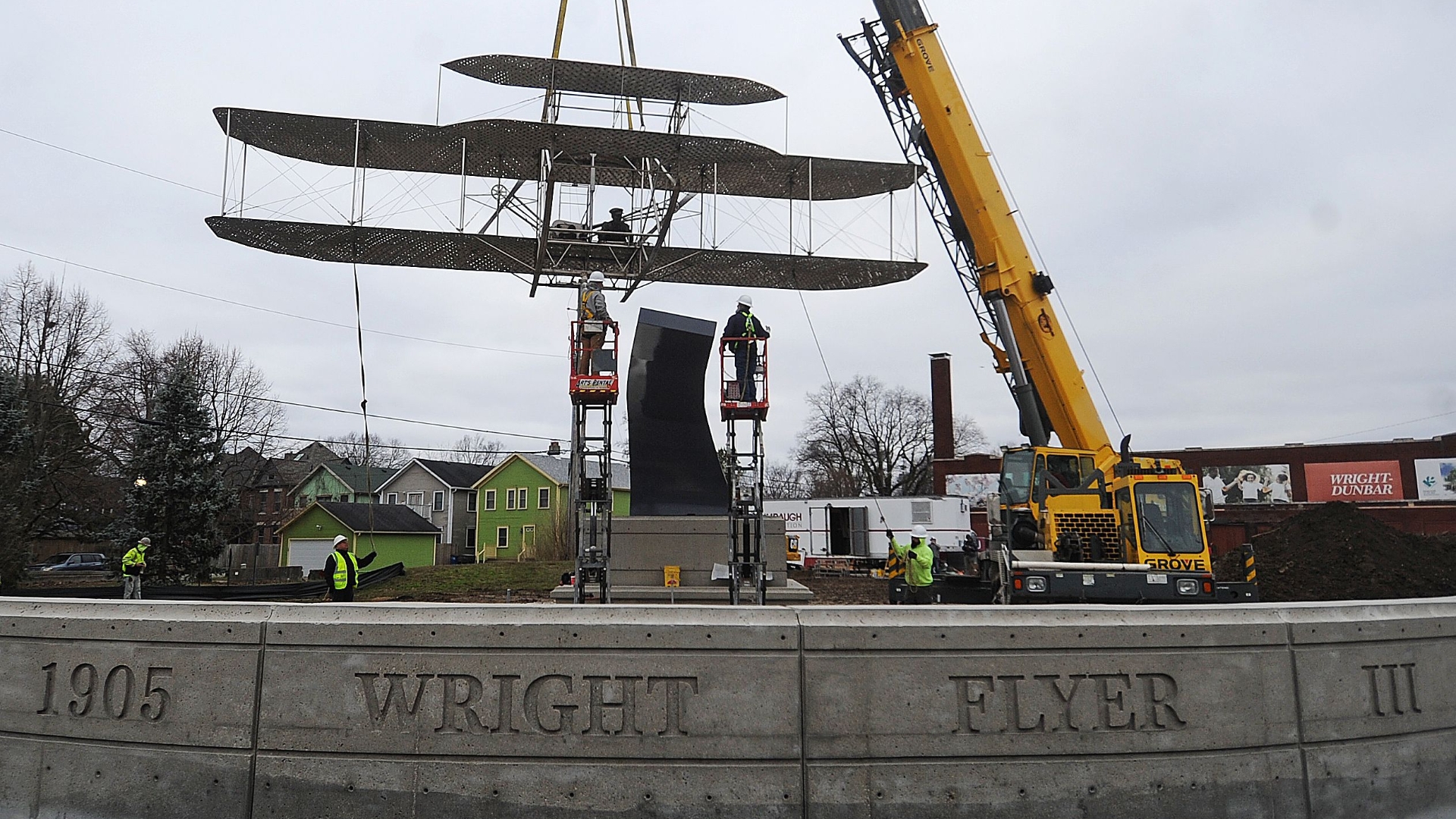 Wright Flyer III sculpture in its new home